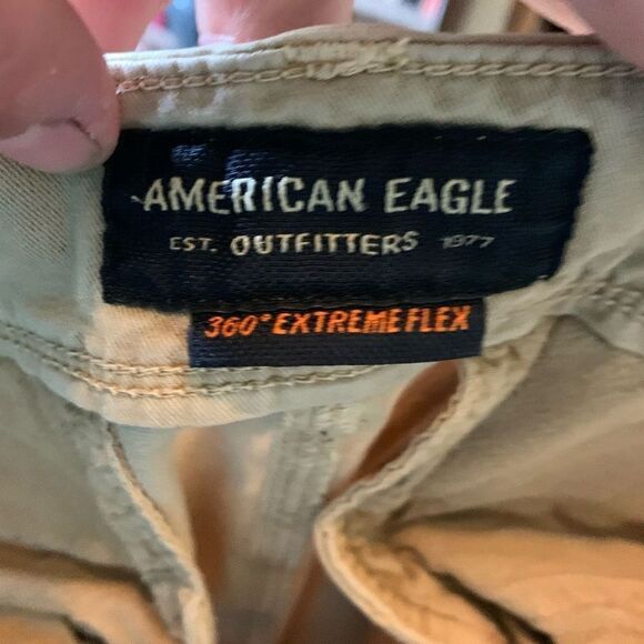 American Eagle tan 360 extreme flex slim 28x30 flat front slacks - Picture 2 of 4